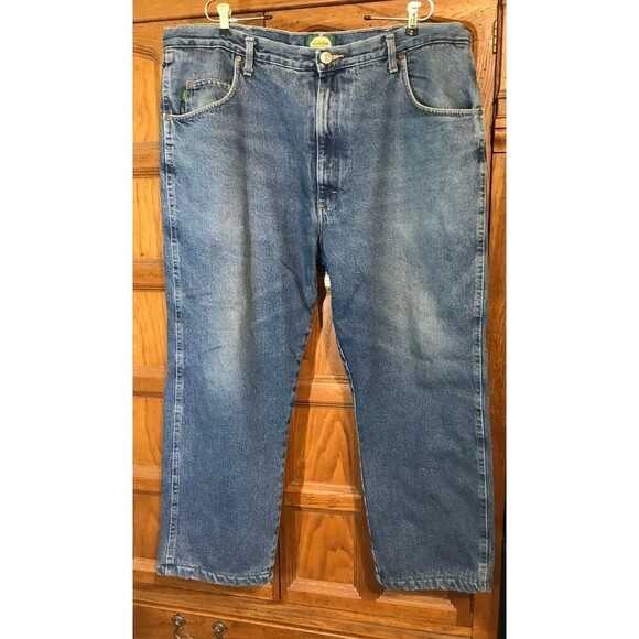 Cabela's Blue Jeans Men's Size 42x28 Brown Flannel Lined Relaxed Denim High Rise - Picture 2 of 11